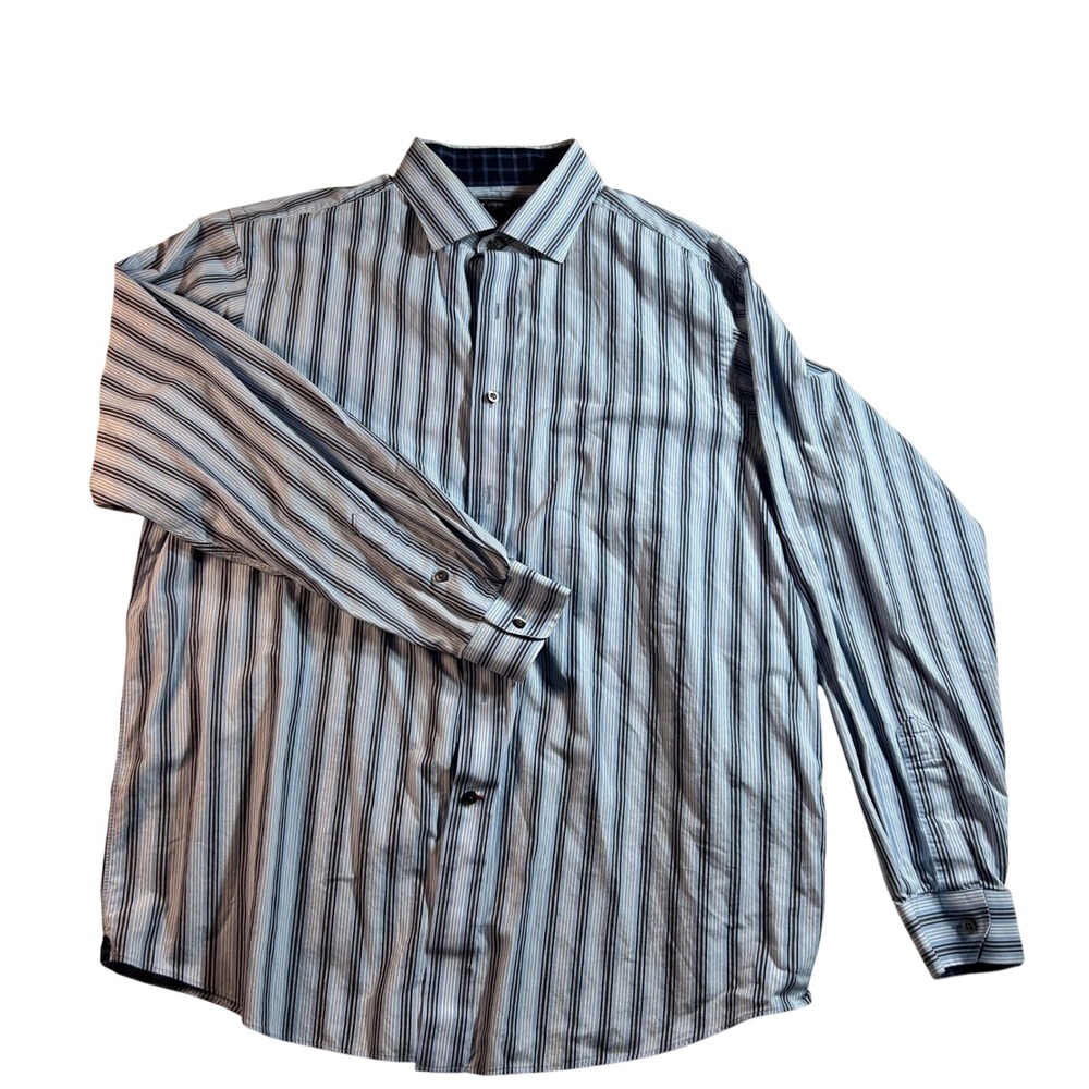 Cremieux Classic Mens XL Blue Striped Long Sleeve Button Down Dress Shirt